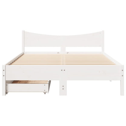 Bedframe met lades massief grenenhout wit 150x200 cm