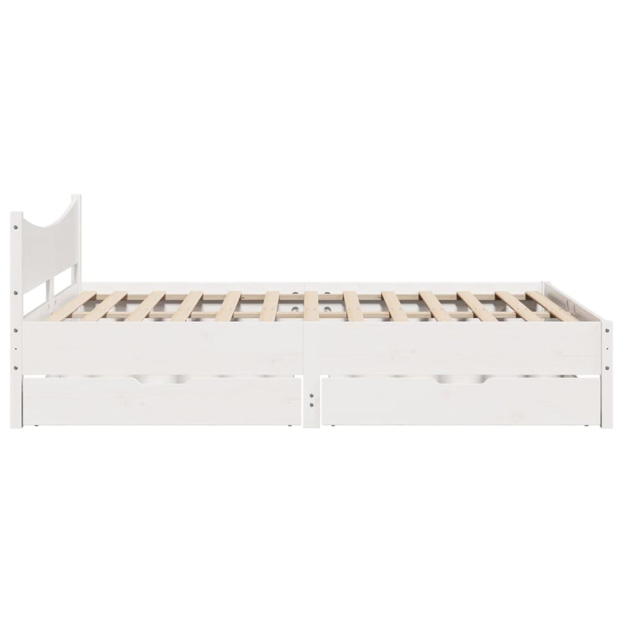 Bedframe met lades massief grenenhout wit 150x200 cm