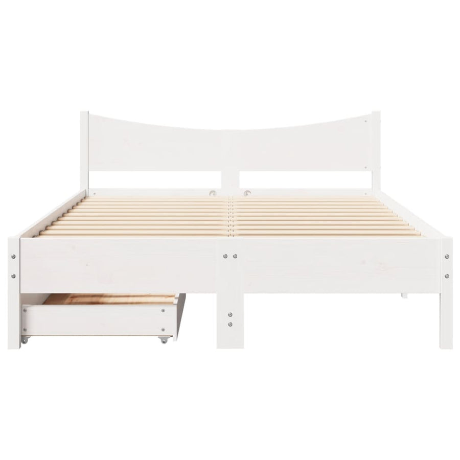 Bedframe met lades massief grenenhout wit 140x200 cm