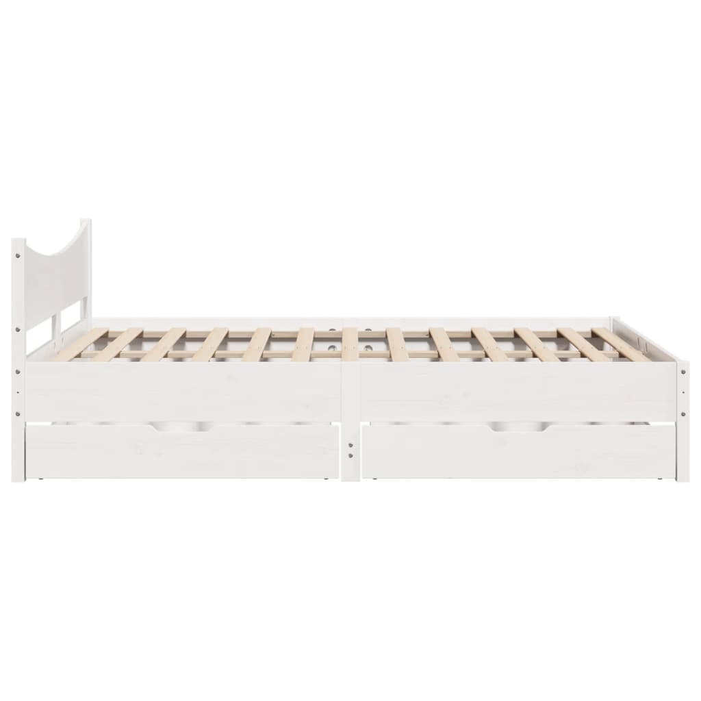 Bedframe met lades massief grenenhout wit 140x200 cm