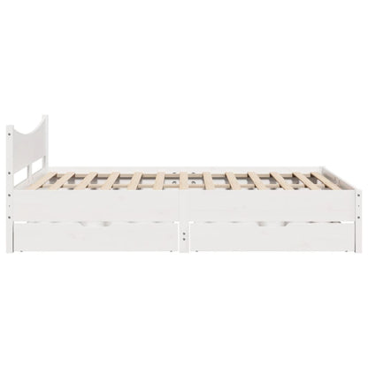 Bedframe met lades massief grenenhout wit 140x200 cm