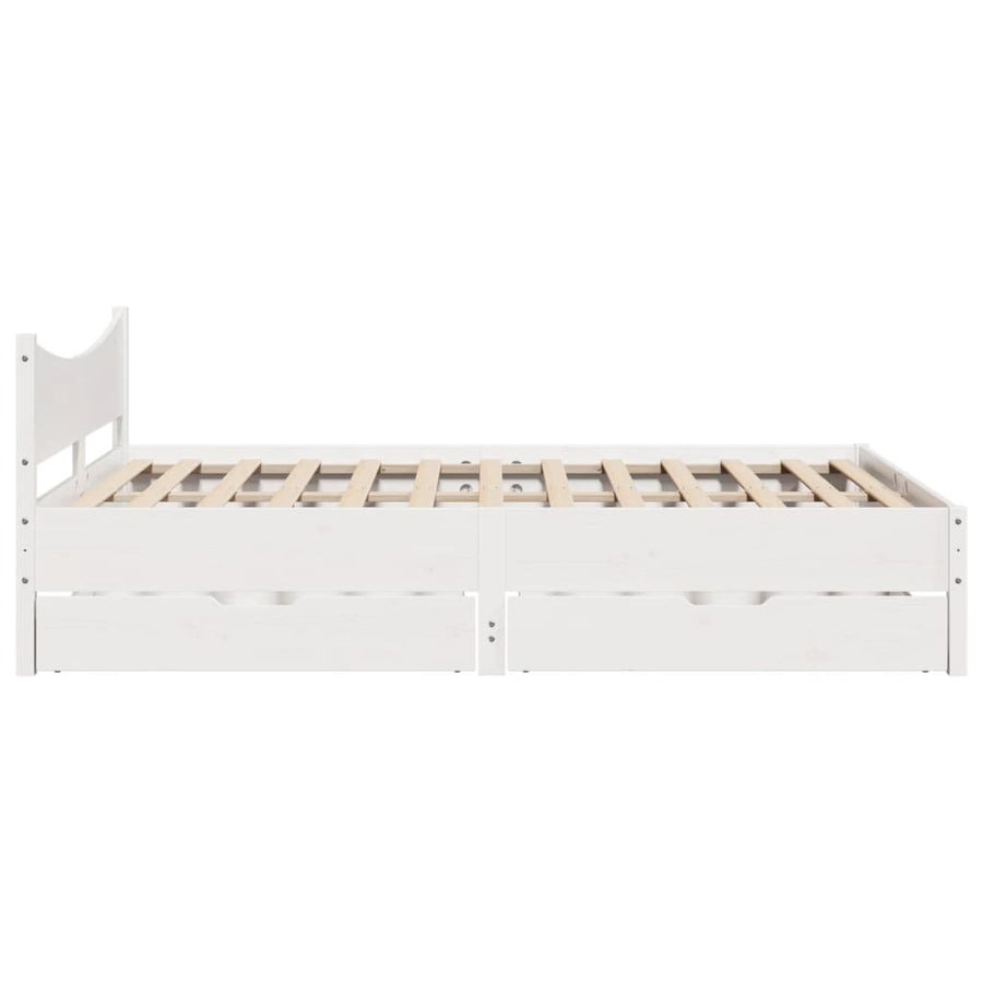 Bedframe met lades massief grenenhout wit 140x200 cm