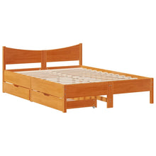Bedframe met lades massief grenenhout wasbruin 120x200 cm
