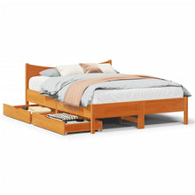 Bedframe met lades massief grenenhout wasbruin 120x200 cm