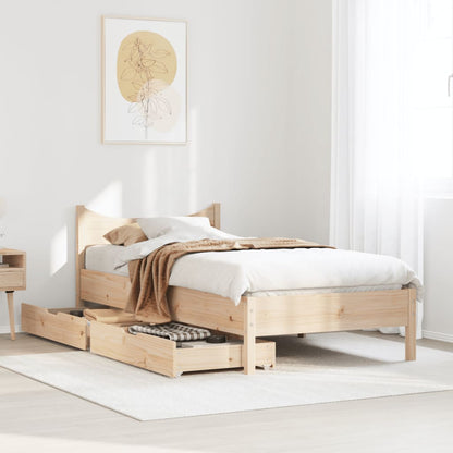 Bedframe met lades massief grenenhout 90x200 cm
