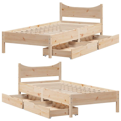 Bedframe met lades massief grenenhout 90x200 cm