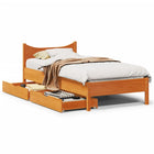 Solid Pine Bed Frame with Drawers Washed Brown 90x200 cm