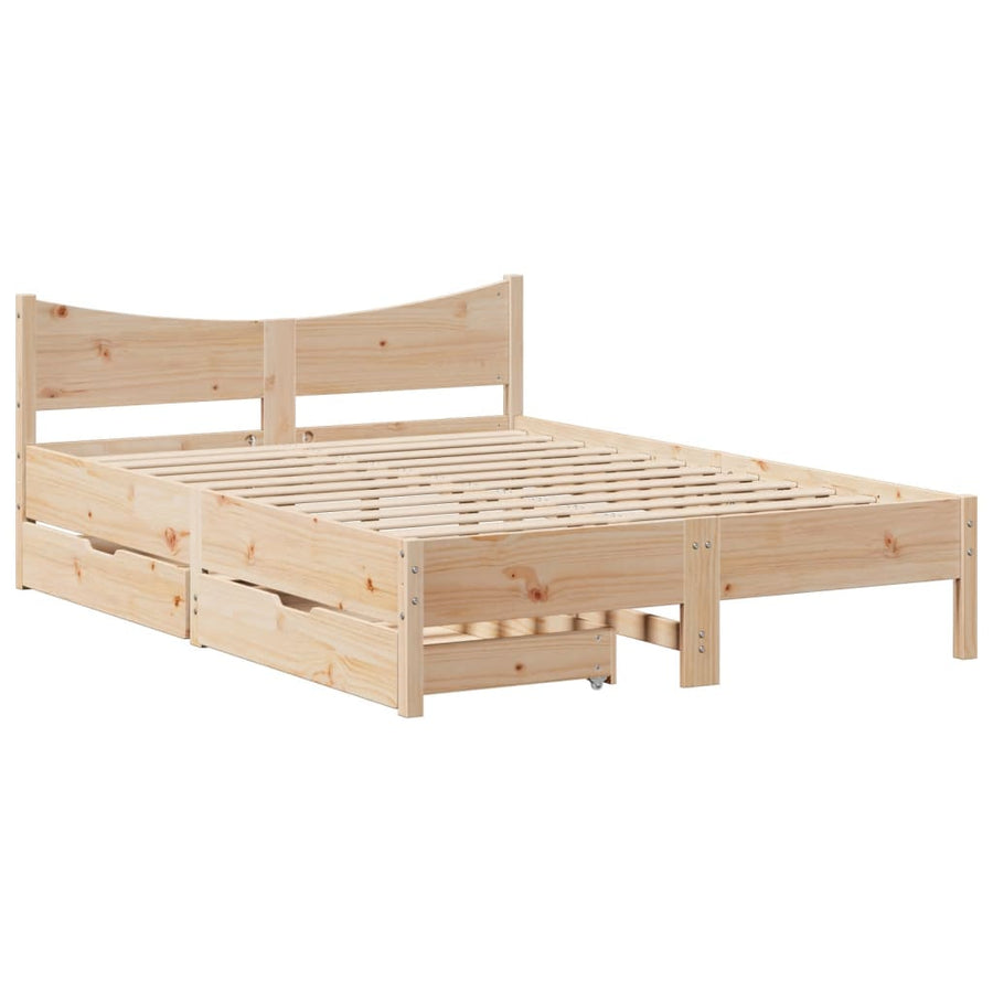 Bedframe met lades massief grenenhout 135x190 cm