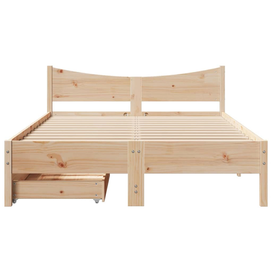Bedframe met lades massief grenenhout 135x190 cm