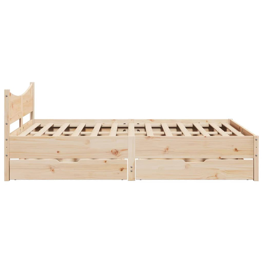Bedframe met lades massief grenenhout 135x190 cm