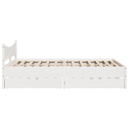Bedframe met lades massief grenenhout wit 135x190 cm