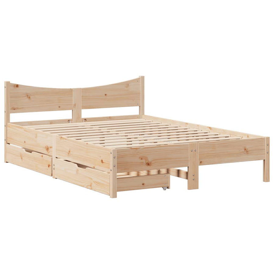 Bedframe met lades massief grenenhout 120x190 cm