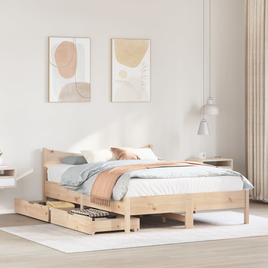 Bedframe met lades massief grenenhout 120x190 cm