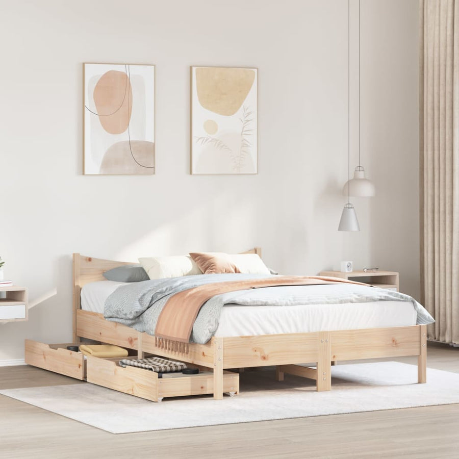 Bedframe met lades massief grenenhout 120x190 cm