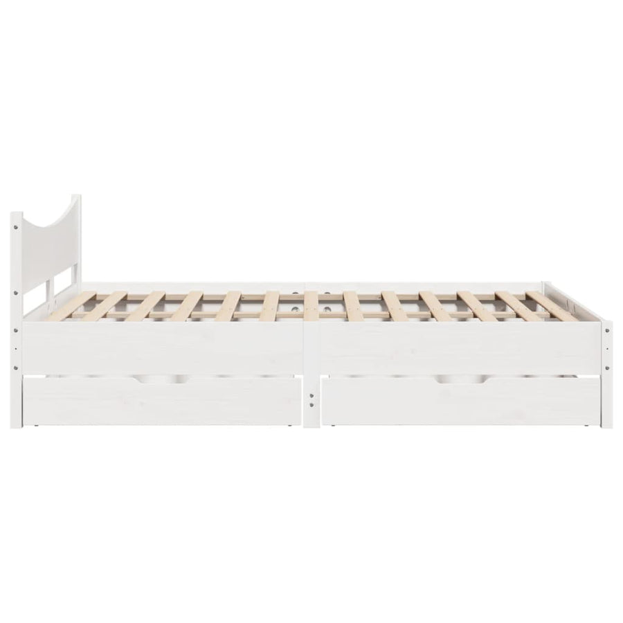 Bedframe met lades massief grenenhout wit 120x190 cm
