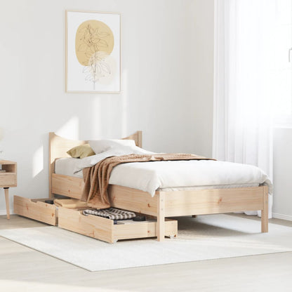 Bedframe met lades massief grenenhout 75x190 cm