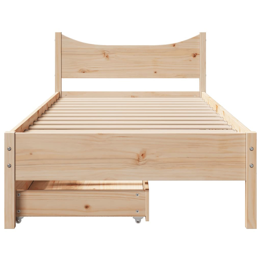 Bedframe met lades massief grenenhout 75x190 cm