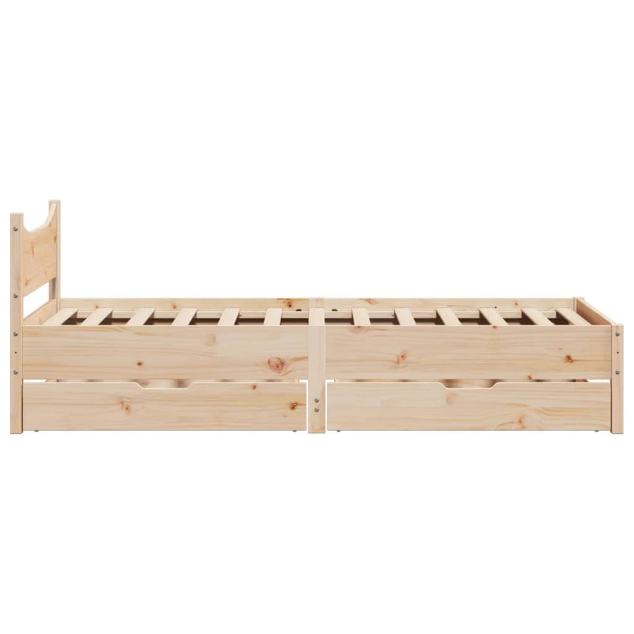 Bedframe met lades massief grenenhout 75x190 cm
