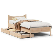 Bedframe massief grenenhout 75x190 cm met lades