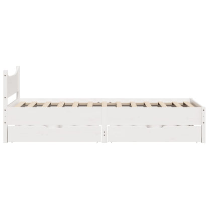 Bedframe met lades massief grenenhout wit 75x190 cm