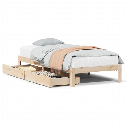Bedframe met lades massief grenenhout 90x190 cm