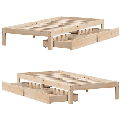 Bedframe met lades massief grenenhout 90x190 cm