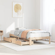 Bed frame with drawers solid pine wood 90x190 cm