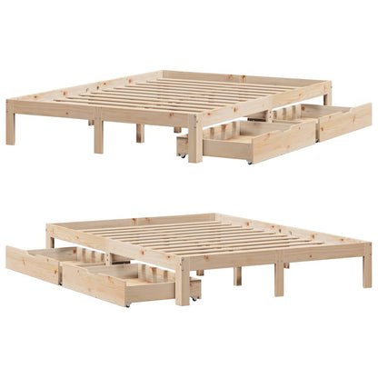 Bedframe met lades massief grenenhout 120x190 cm