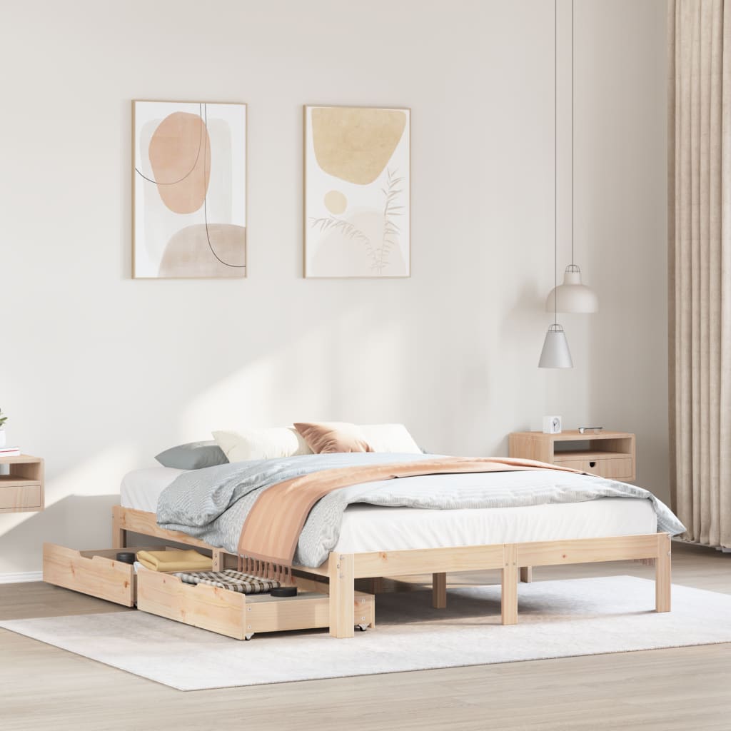 Bedframe met lades massief grenenhout 120x190 cm