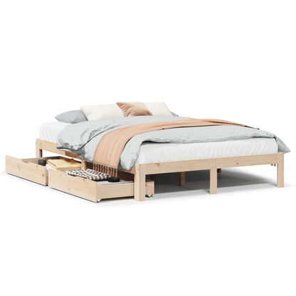 Bedframe met lades massief grenenhout 140x190 cm