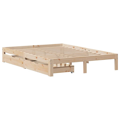 Bedframe met lades massief grenenhout 140x190 cm