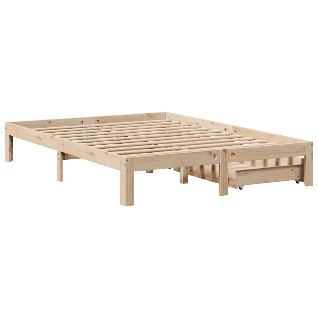 Bedframe met lades massief grenenhout 140x190 cm
