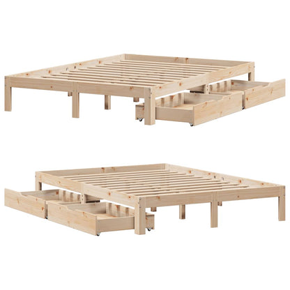 Bedframe met lades massief grenenhout 140x190 cm