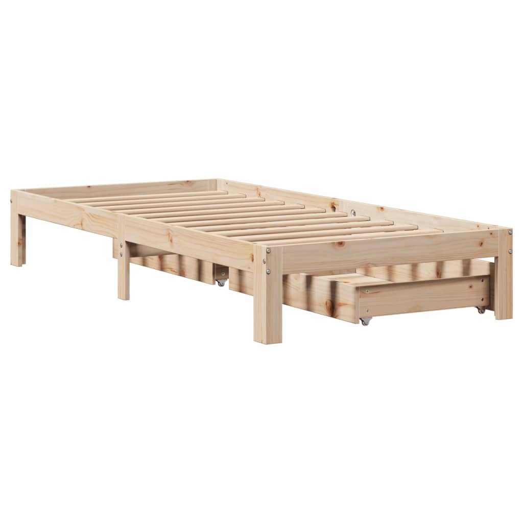 Bedframe met lades massief grenenhout 90x200 cm