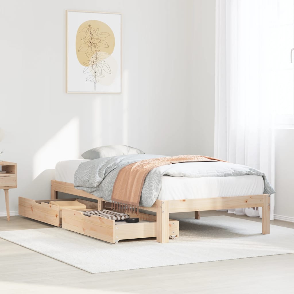 Bedframe met lades massief grenenhout 90x200 cm