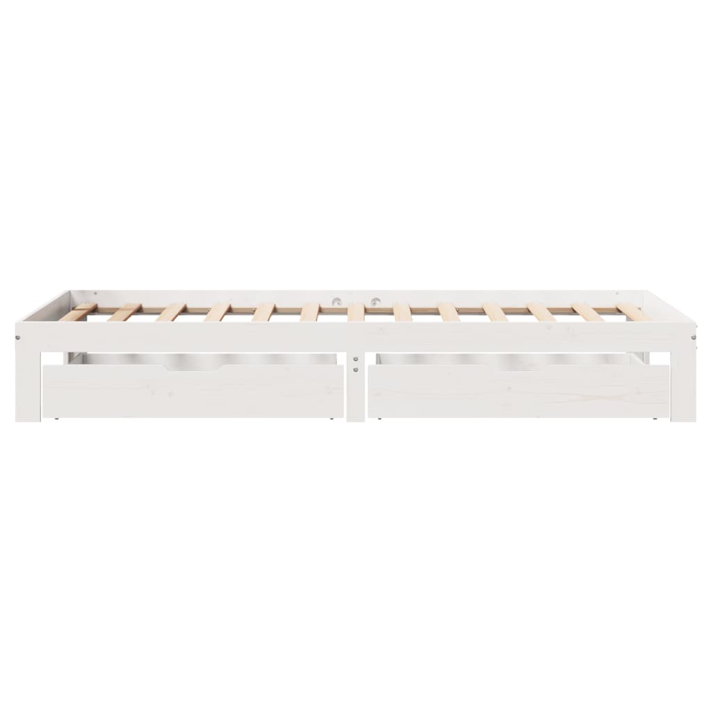 Bedframe met lades massief grenenhout wit 90x200 cm