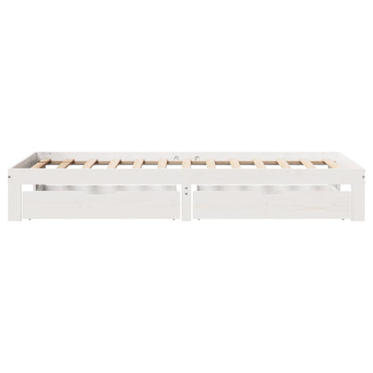 Bedframe met lades massief grenenhout wit 90x200 cm