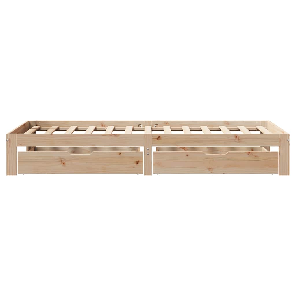 Bedframe Met Lades Massief Grenenhout 100 x 200 cm Naturel