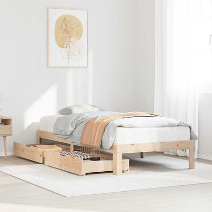 Bedframe Met Lades Massief Grenenhout 100 x 200 cm Naturel