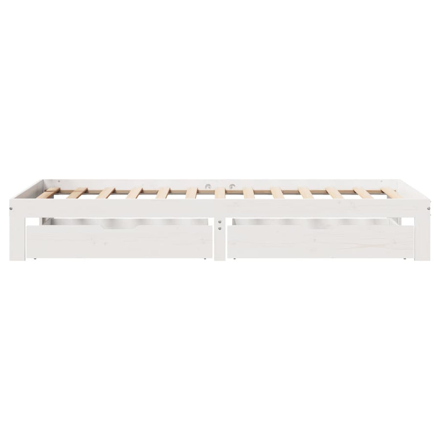 Bedframe met lades massief grenenhout wit 100x200 cm
