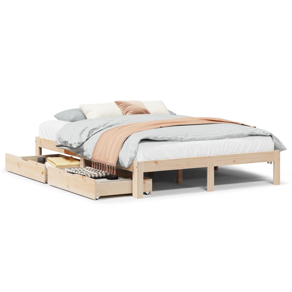Bedframe met lades massief grenenhout 150x200 cm