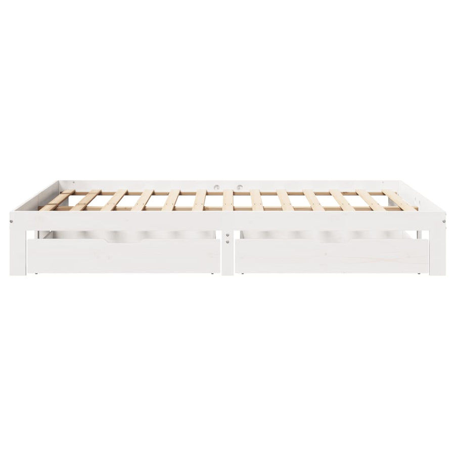 Bedframe met lades massief grenenhout wit 150x200 cm