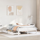 Pine Wood Bed Frame with Drawers White 150x200 cm