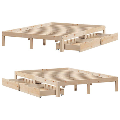 Bedframe met lades massief grenenhout 160x200 cm