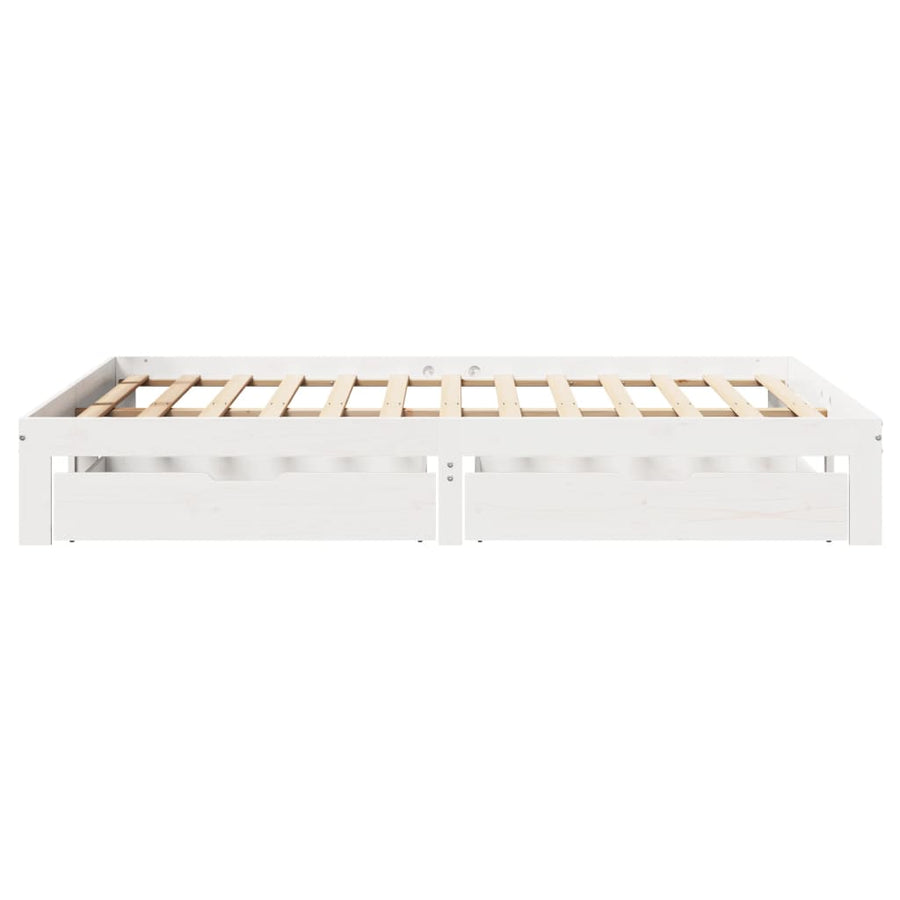 Bedframe met lades massief grenenhout wit 160x200 cm
