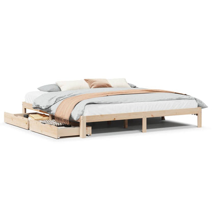 Bedframe met lades massief grenenhout 200x200 cm