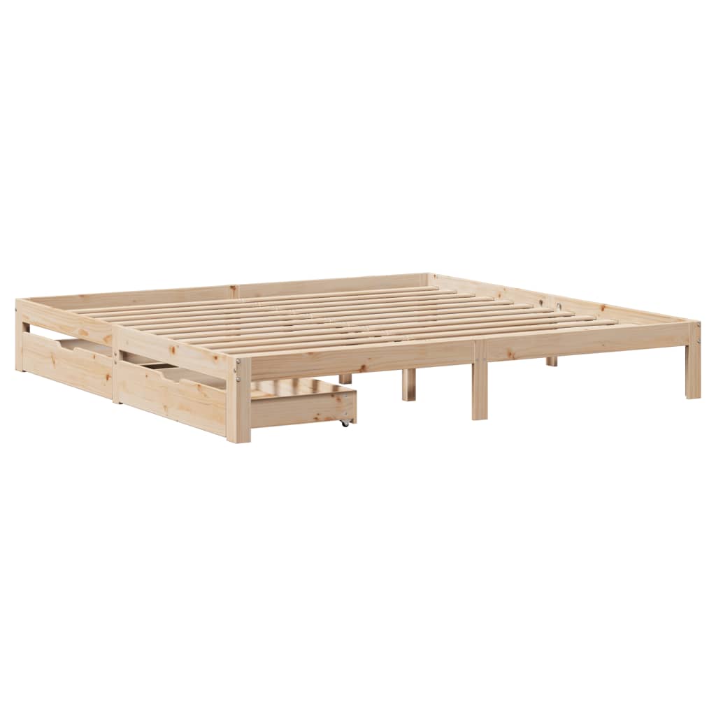 Bedframe met lades massief grenenhout 200x200 cm