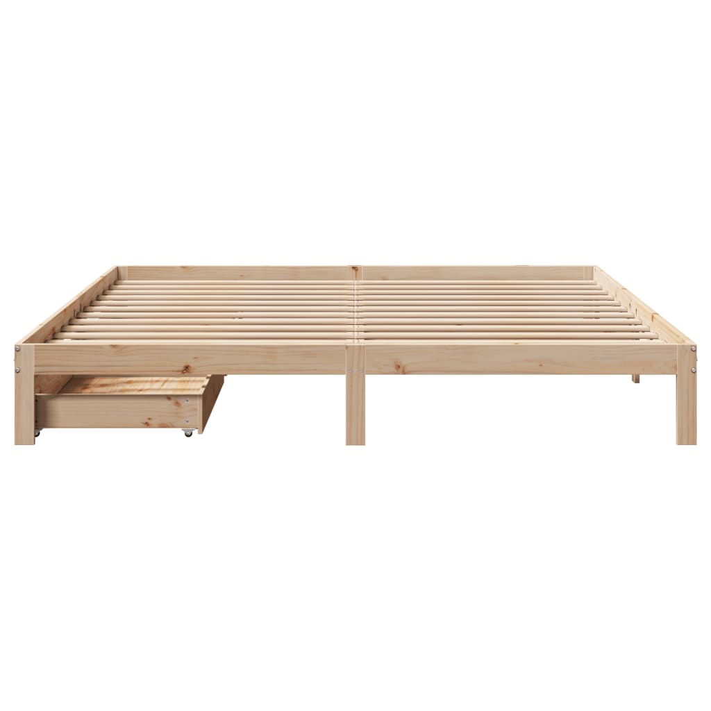 Bedframe met lades massief grenenhout 200x200 cm