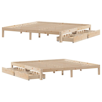 Bedframe met lades massief grenenhout 200x200 cm