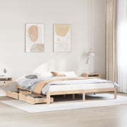 Bedframe massief grenenhout met lades 200x200 cm